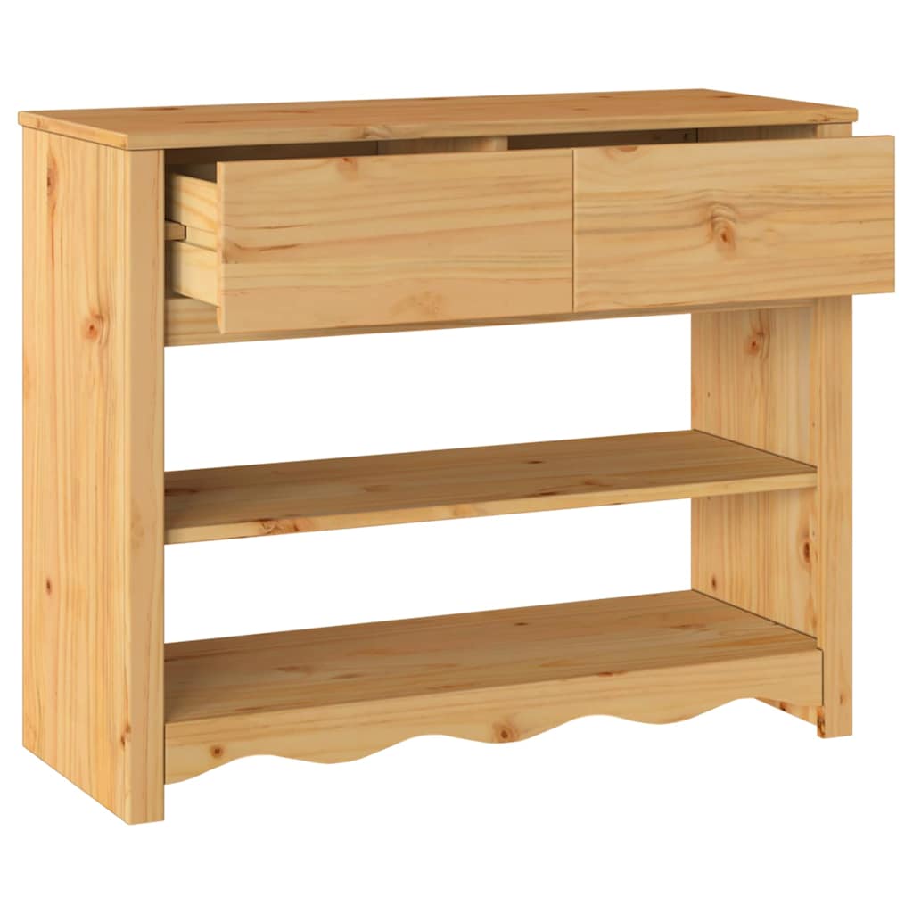 Avlastningsbord Konsollbord Trä med låda Drammen Ek 89.5 x 37 x 73 cm Massiv furu