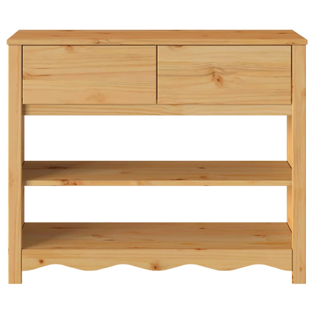 Avlastningsbord Konsollbord Trä med låda Drammen Ek 89.5 x 37 x 73 cm Massiv furu