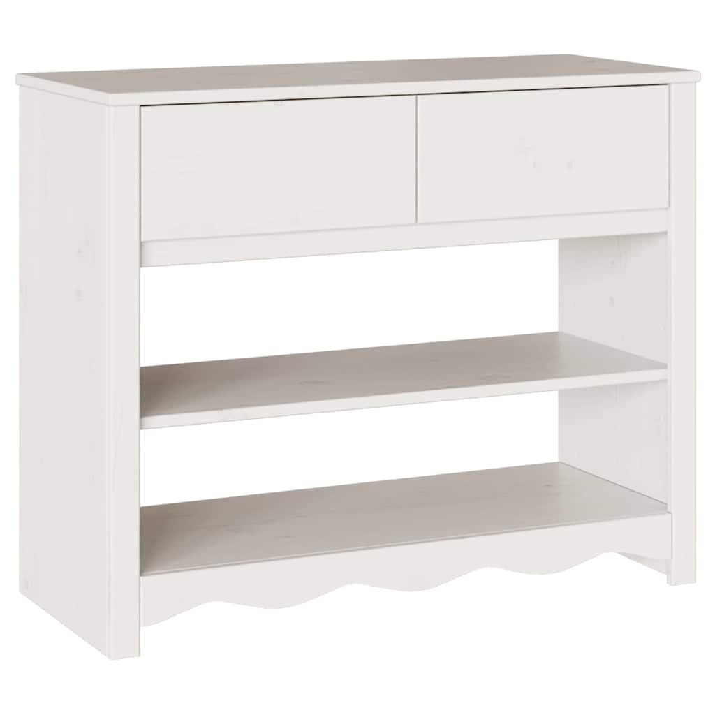 Avlastningsbord Konsollbord Vit med låda Drammen 89.5 x 37 x 73 cm Massiv furu