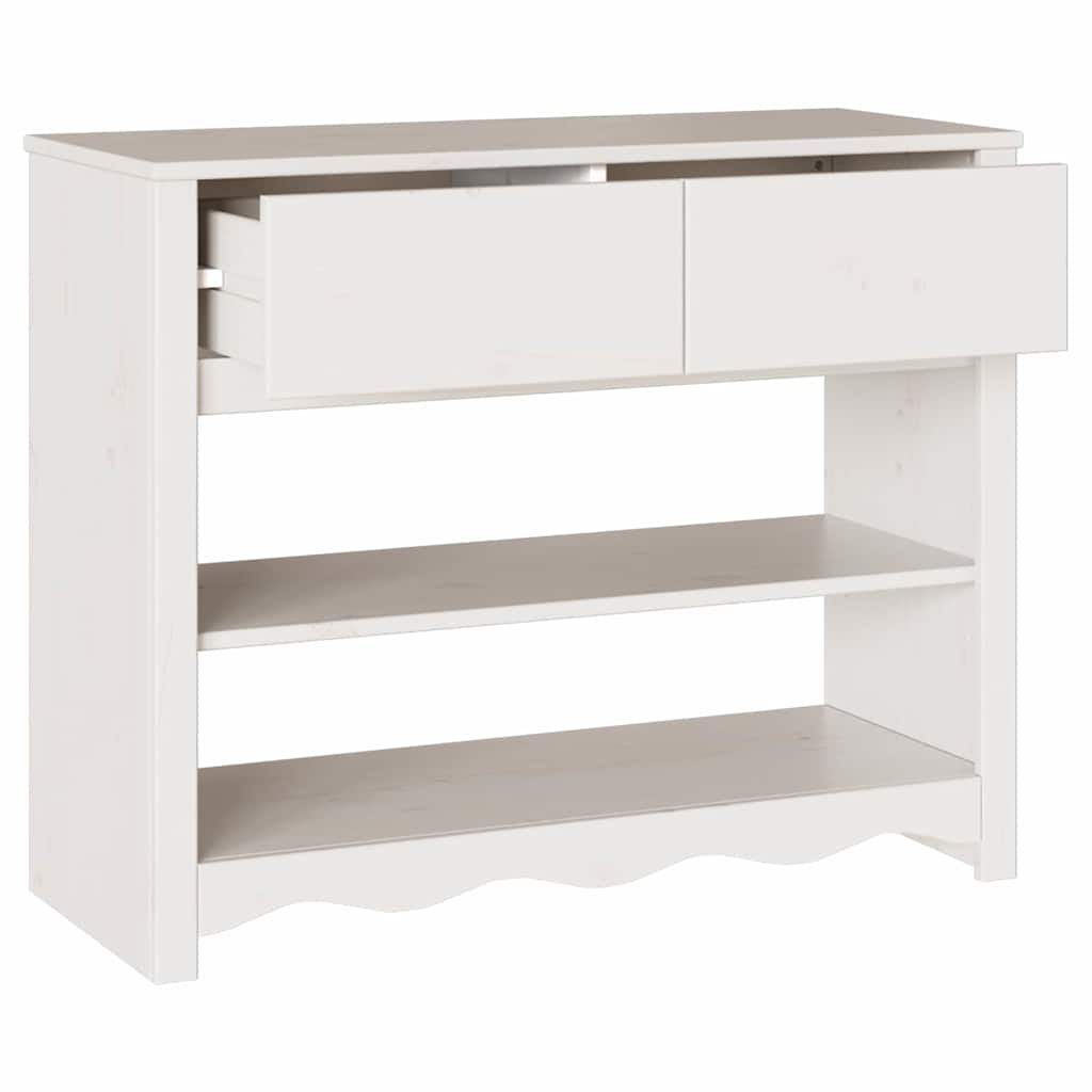 Avlastningsbord Konsollbord Vit med låda Drammen 89.5 x 37 x 73 cm Massiv furu