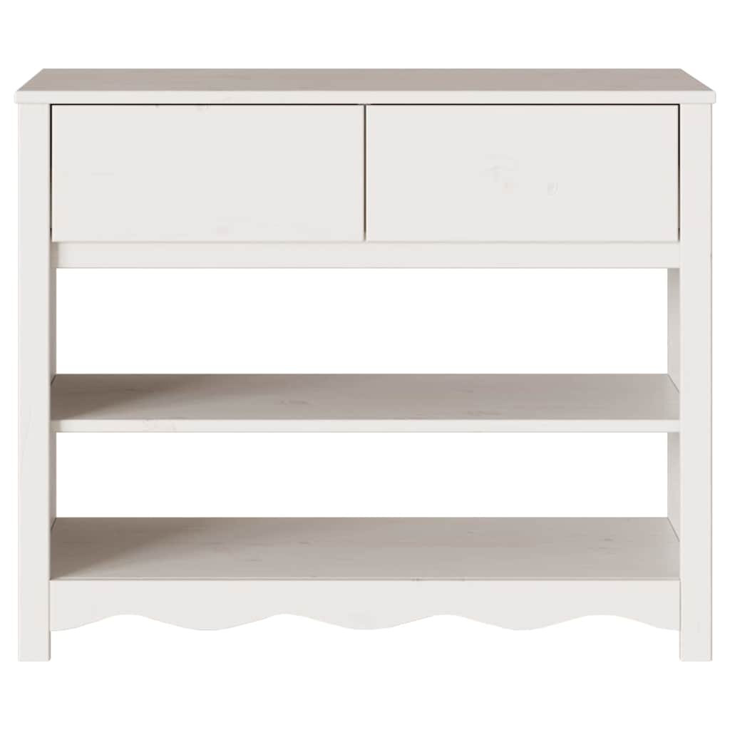Avlastningsbord Konsollbord Vit med låda Drammen 89.5 x 37 x 73 cm Massiv furu