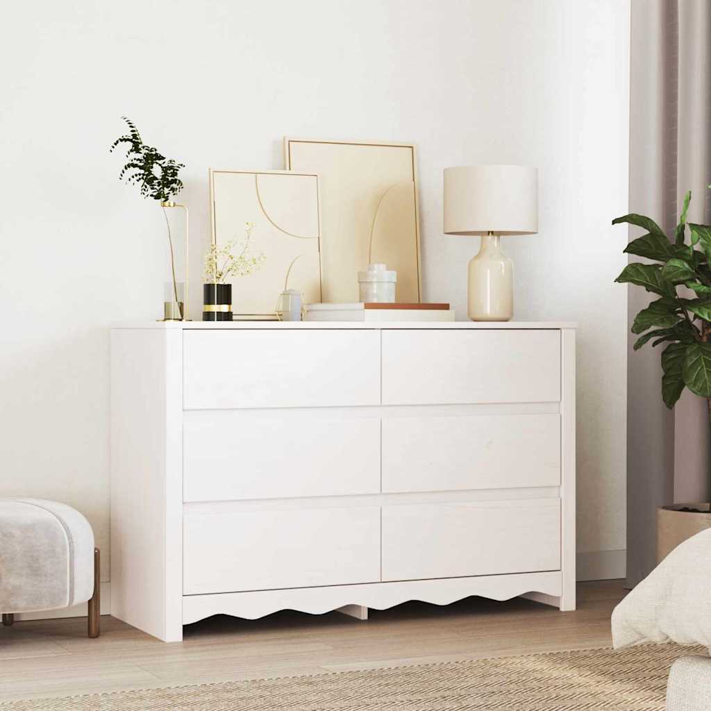 Byrå med låda Drammen Vit 111 x 43 x 73.5 cm Massivt tallträ