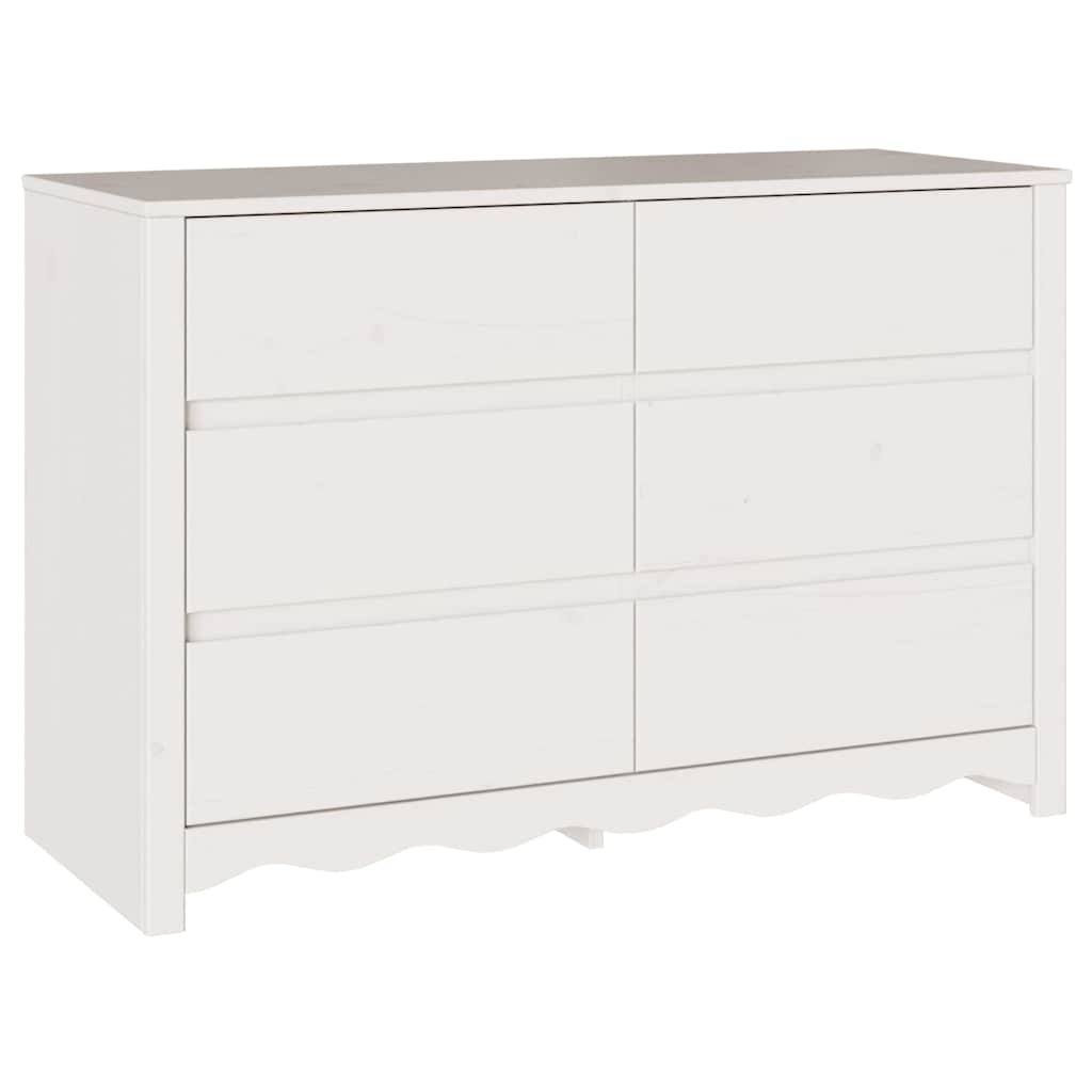 Byrå med låda Drammen Vit 111 x 43 x 73.5 cm Massivt tallträ