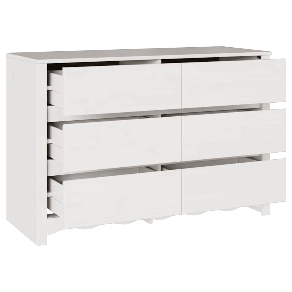 Byrå med låda Drammen Vit 111 x 43 x 73.5 cm Massivt tallträ