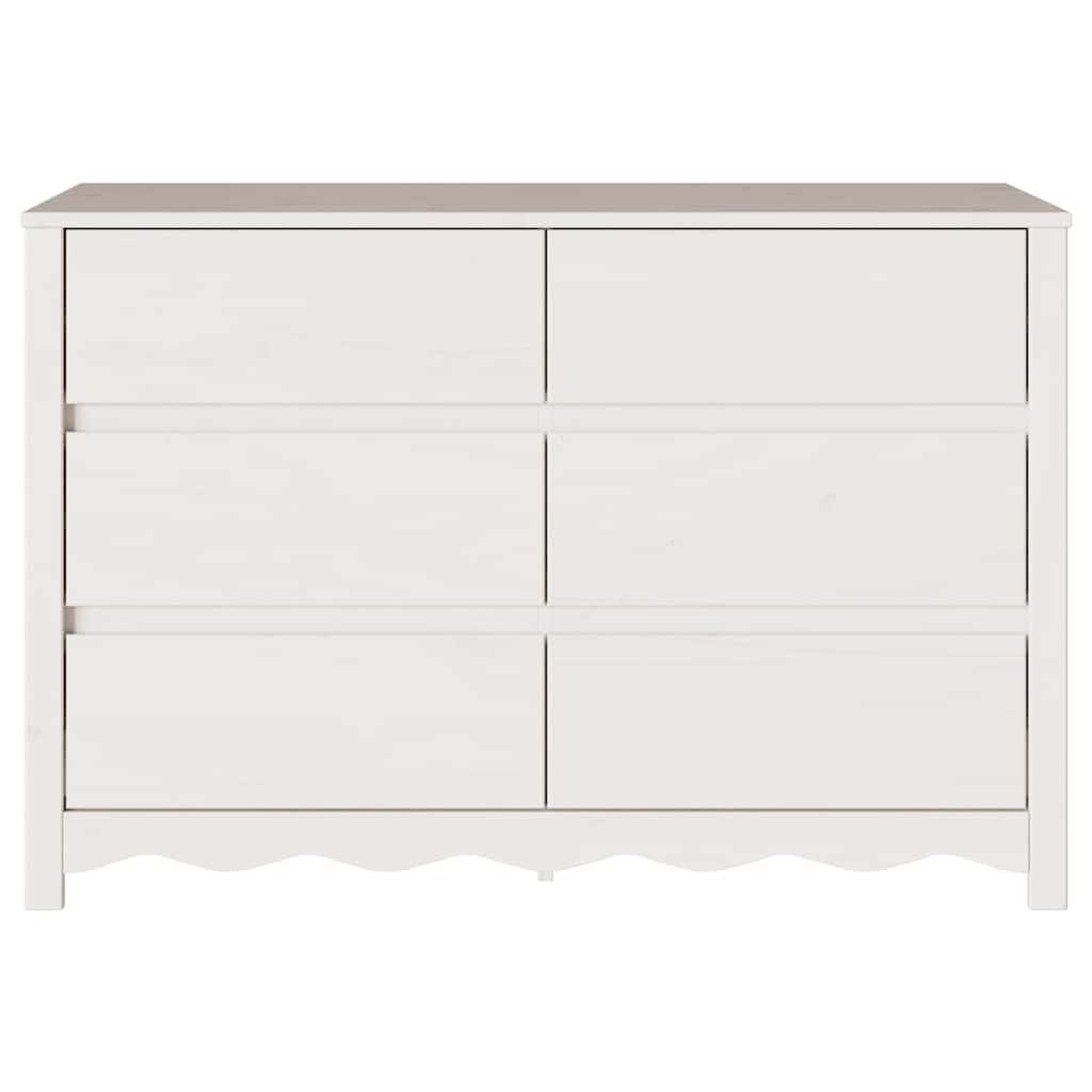 Byrå med låda Drammen Vit 111 x 43 x 73.5 cm Massivt tallträ