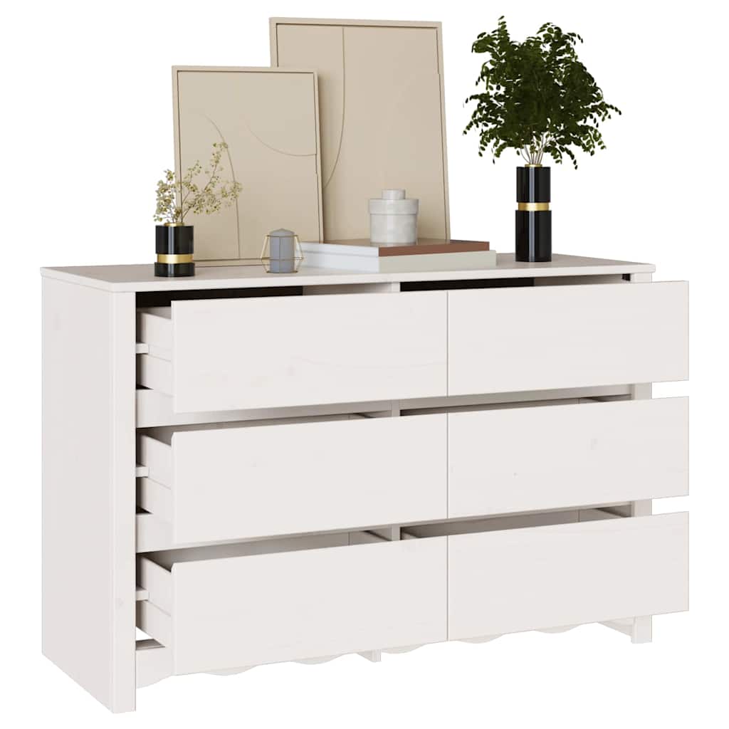 Byrå med låda Drammen Vit 111 x 43 x 73.5 cm Massivt tallträ