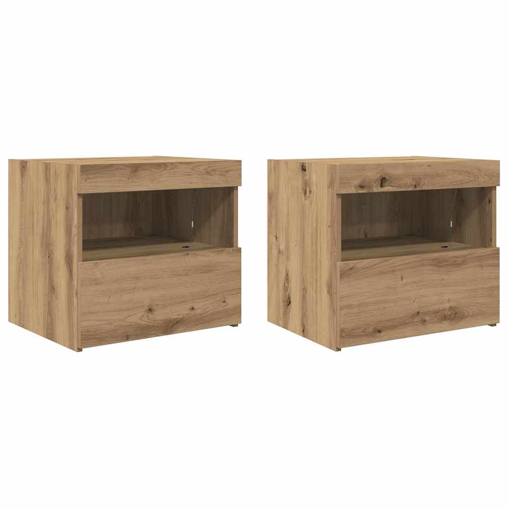 Sängbord 2 pcs artisan ek 50 x 40 x 45 cm Konstruerat trä