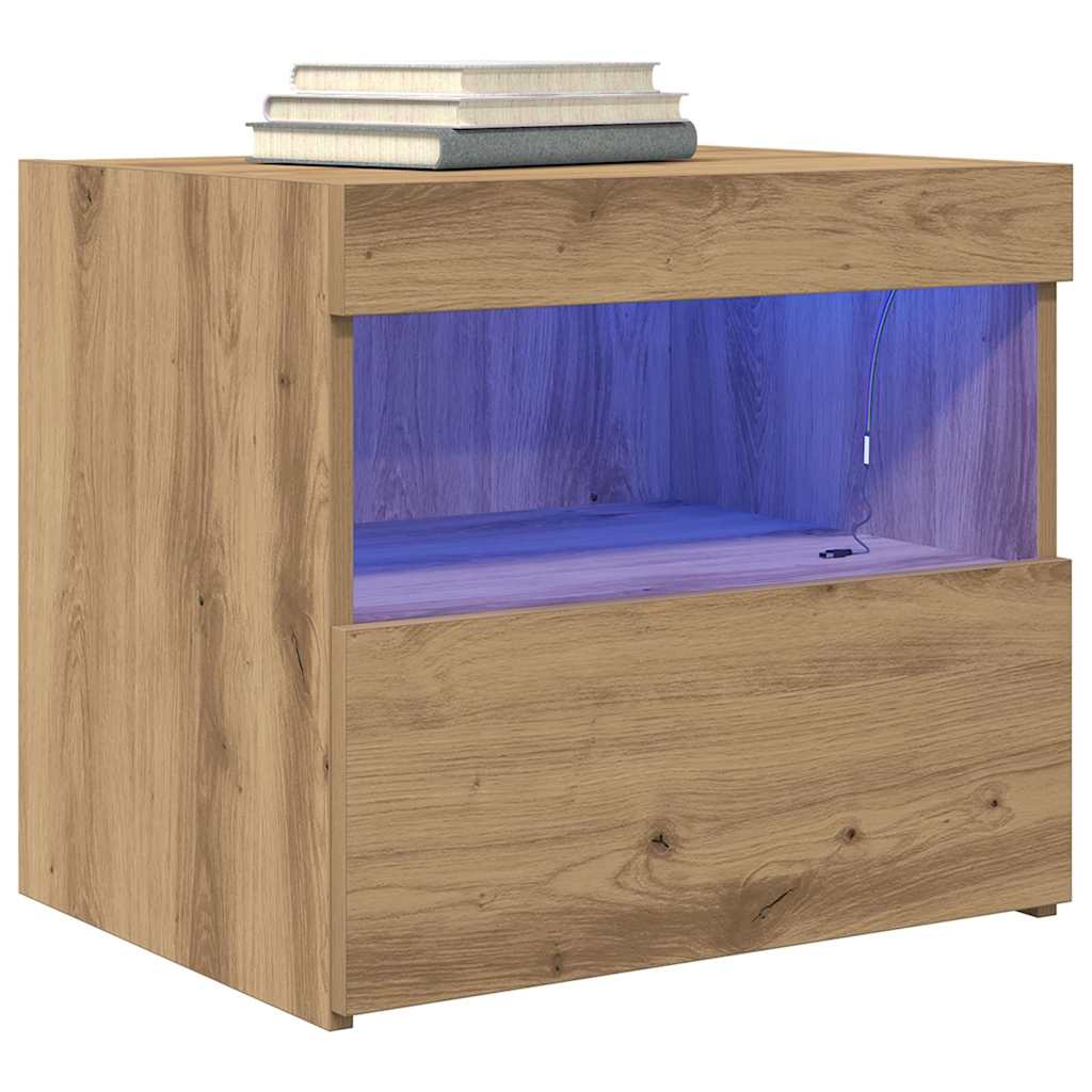 Sängbord 2 pcs artisan ek 50 x 40 x 45 cm Konstruerat trä