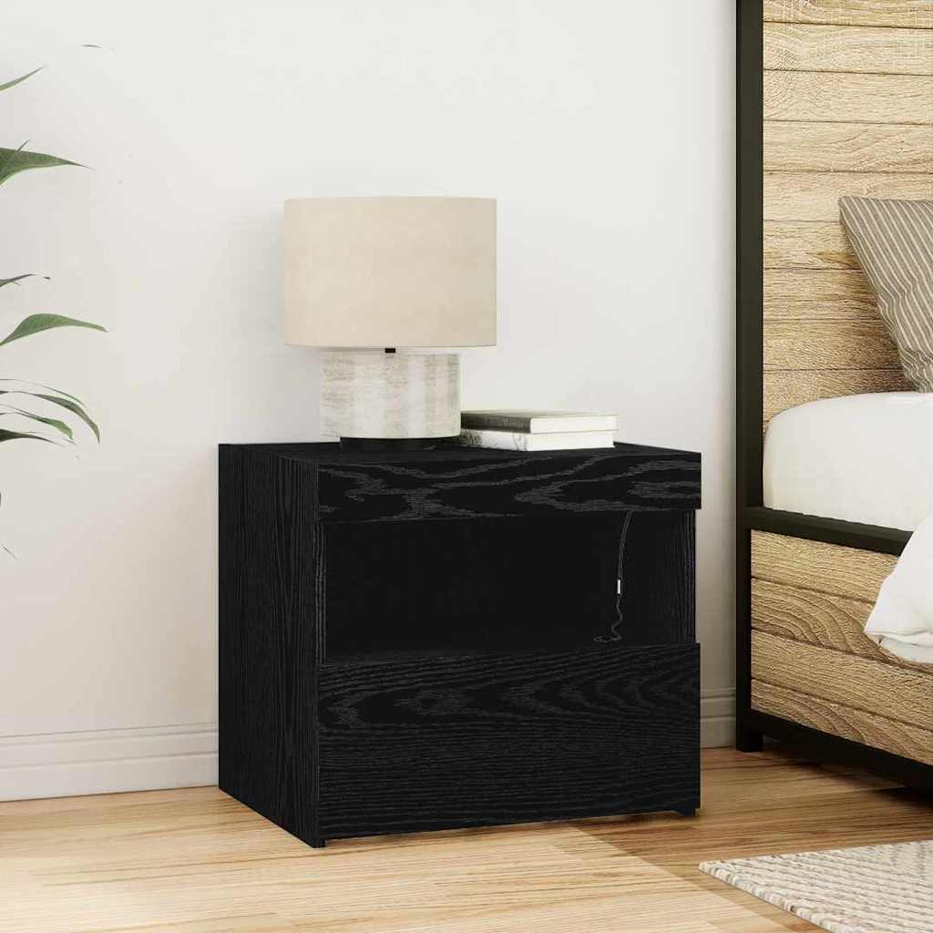 Sängbord 2 pcs Svart ek 50 x 40 x 45 cm Konstruerat trä