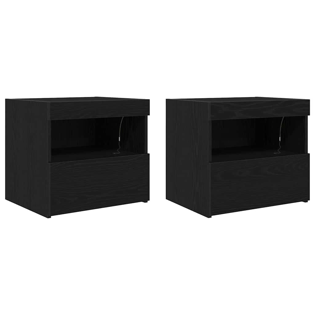Sängbord 2 pcs Svart ek 50 x 40 x 45 cm Konstruerat trä