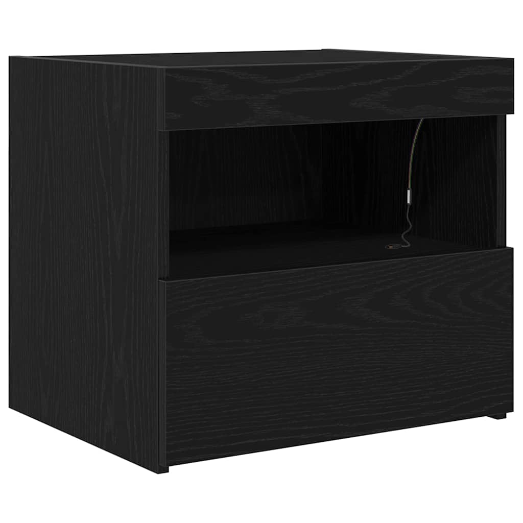 Sängbord 2 pcs Svart ek 50 x 40 x 45 cm Konstruerat trä