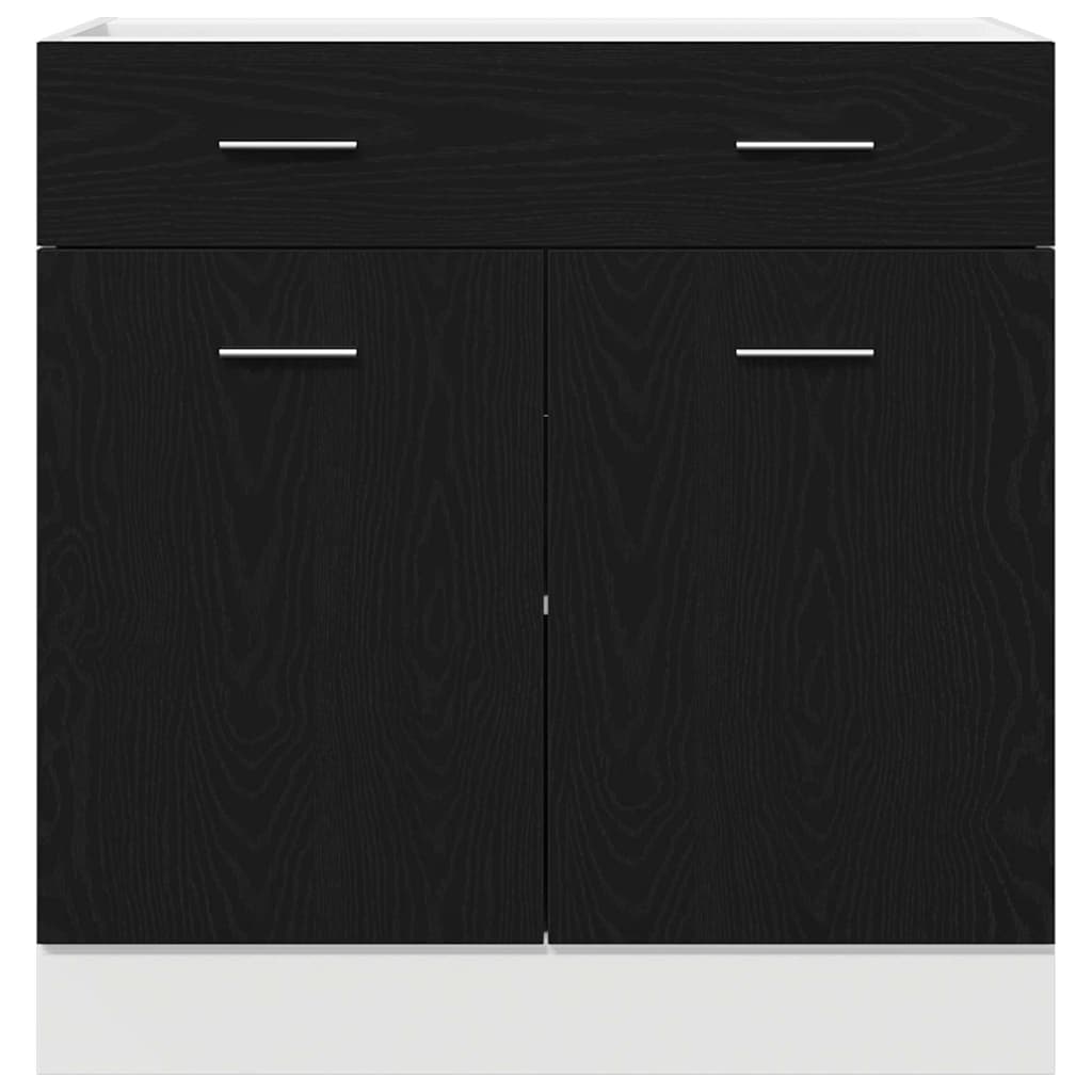 Skåp med låda Svart ek 80 x 46 x 81.5 cm Konstruerat trä