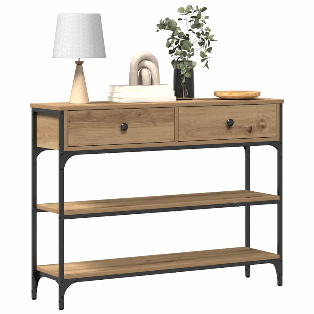 Avlastningsbord Konsollbord Artisan Ek med låda med hylla 100 x 25 x 75 cm