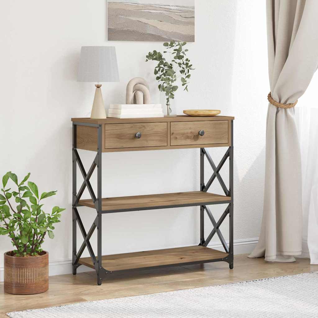 Avlastningsbord Konsollbord Artisan Ek med låda med hylla 75 x 28 x 75 cm