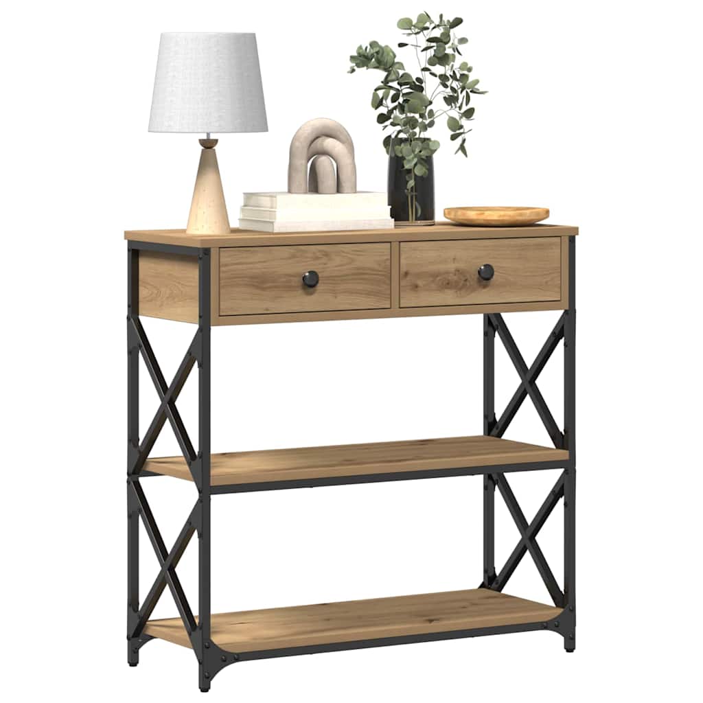Avlastningsbord Konsollbord Artisan Ek med låda med hylla 75 x 28 x 75 cm