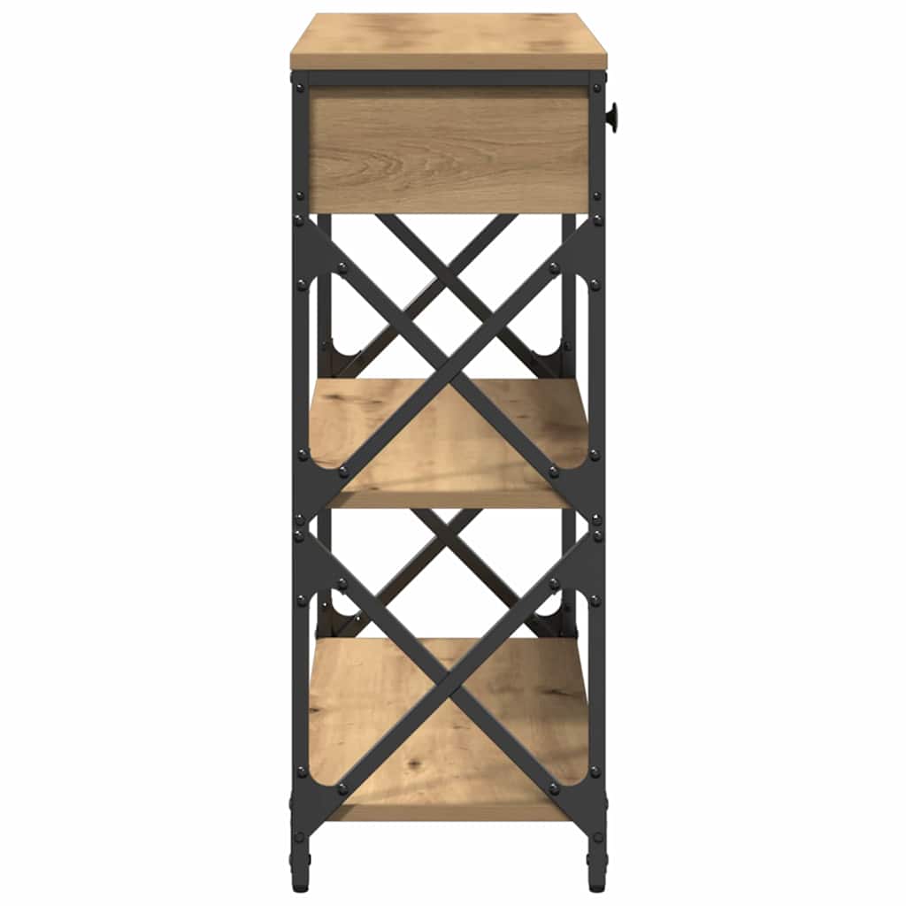 Avlastningsbord Konsollbord Artisan Ek med låda med hylla 75 x 28 x 75 cm