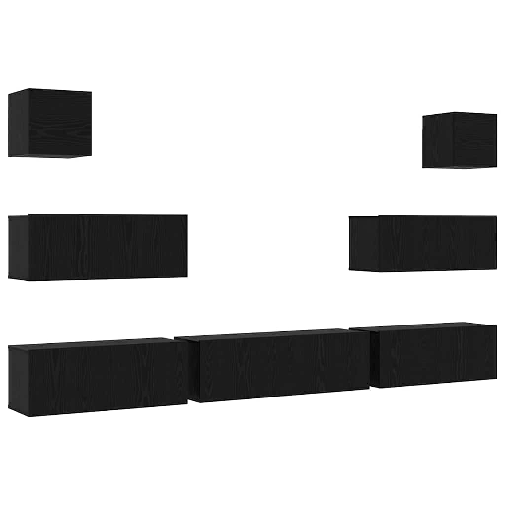TV-skåpsset 7 pcs Svart ek 100 x 30 x 30 cm Konstruerat trä