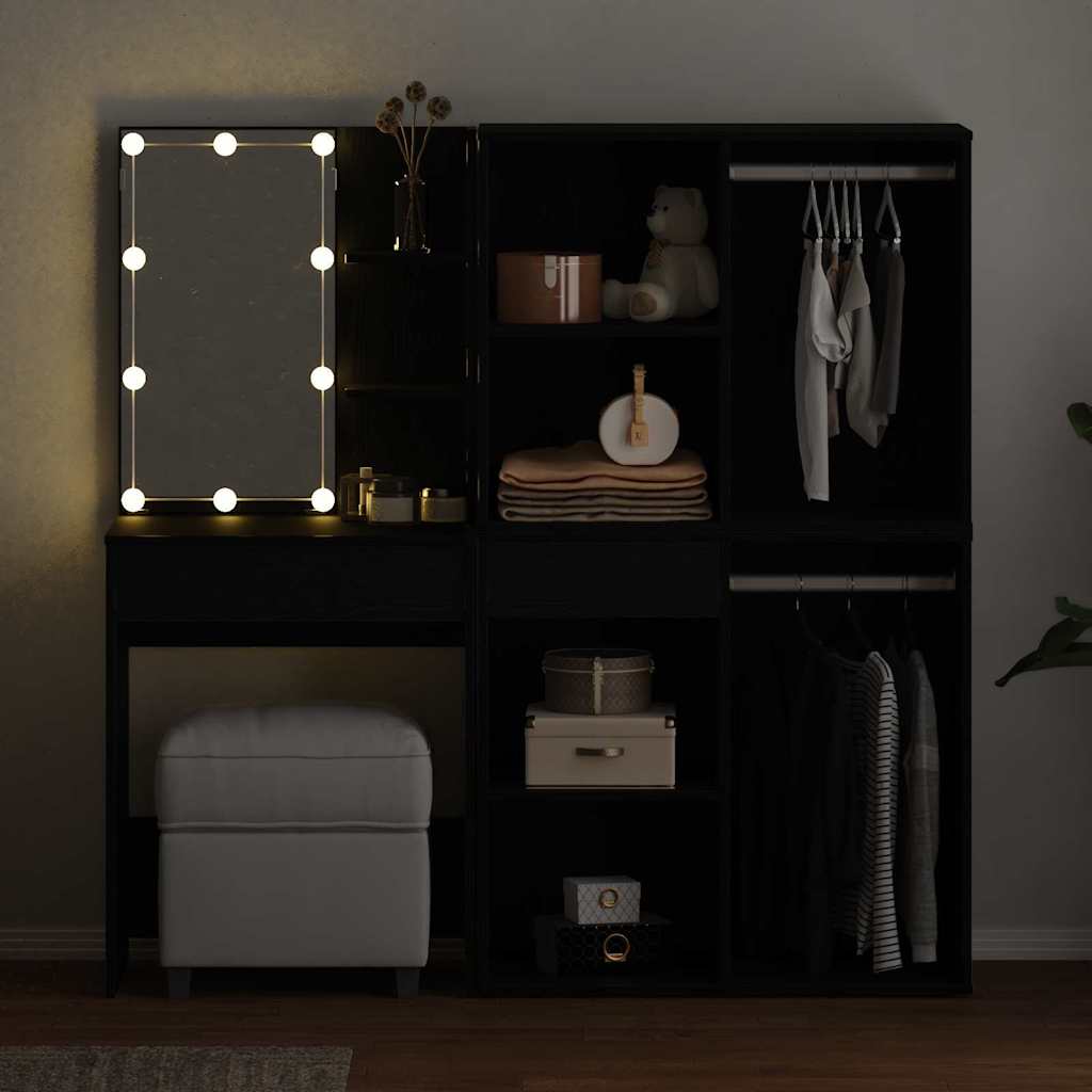 LED Smyckesbord Svart ek 140 x 40 x 140 cm Konstruerat trä