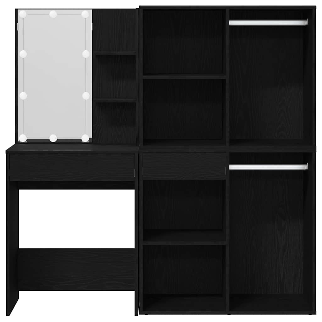 LED Smyckesbord Svart ek 140 x 40 x 140 cm Konstruerat trä