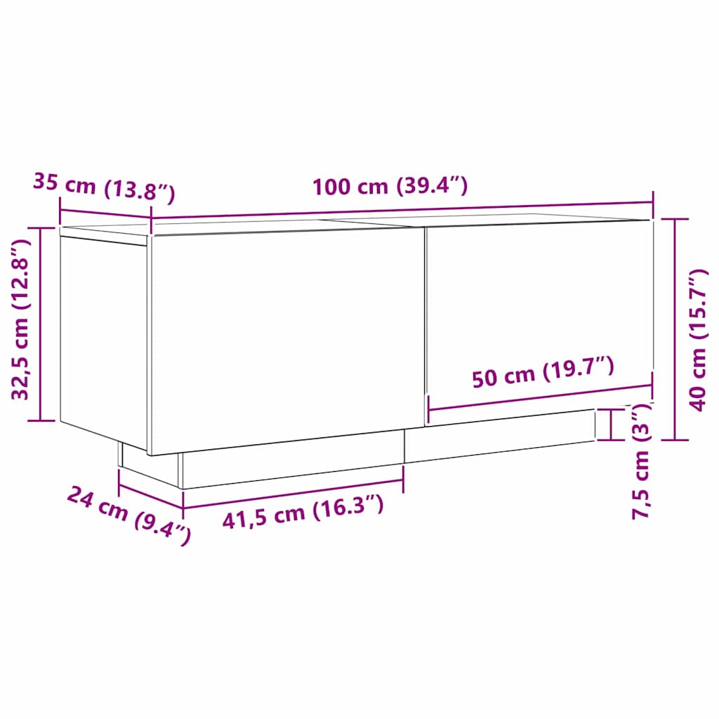 TV-skåp Svart ek 100 x 35 x 40 cm Konstruerat trä