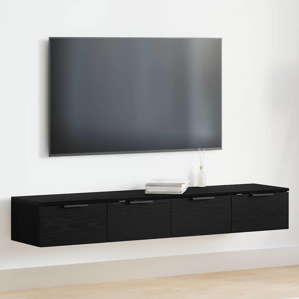 Väggskåp 2 pcs Svart ek 68 x 30 x 20 cm Konstruerat trä