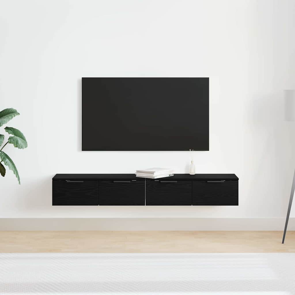 Väggskåp 2 pcs Svart ek 68 x 30 x 20 cm Konstruerat trä