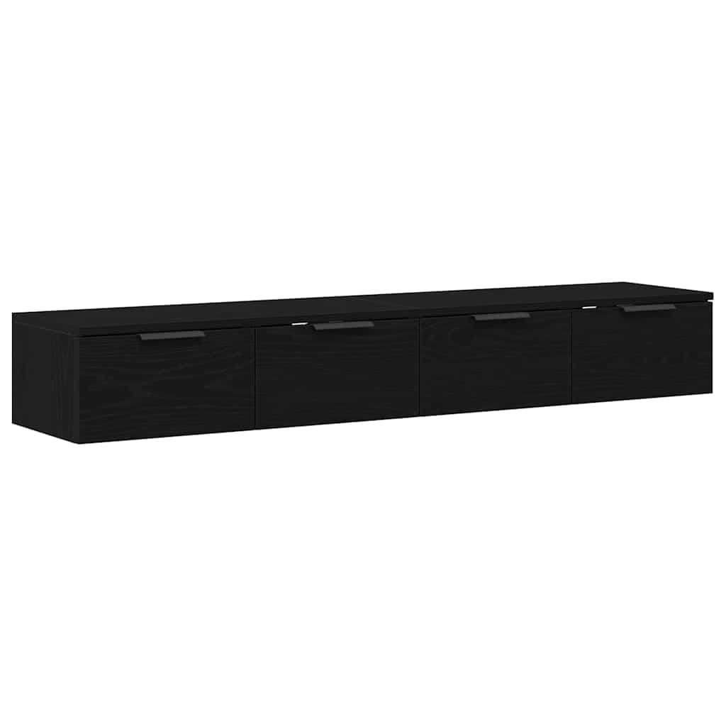 Väggskåp 2 pcs Svart ek 68 x 30 x 20 cm Konstruerat trä