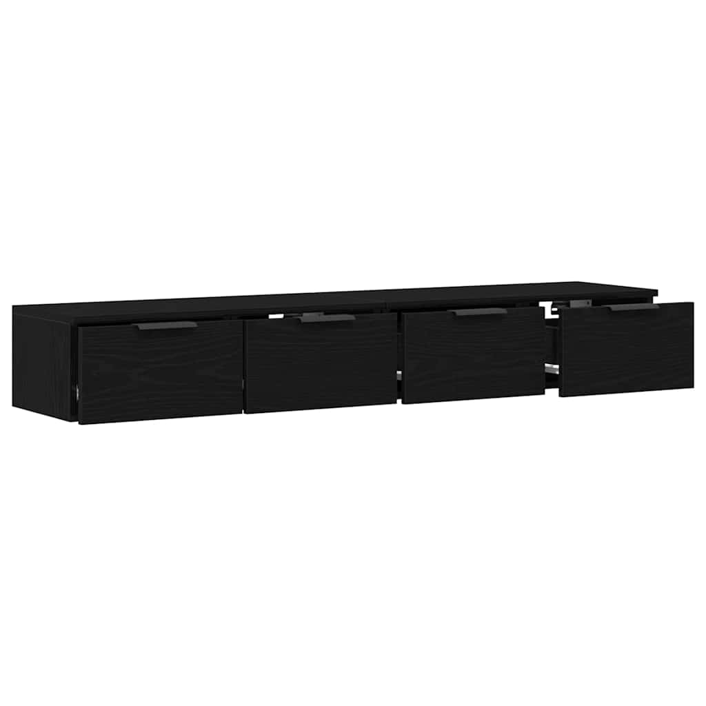 Väggskåp 2 pcs Svart ek 68 x 30 x 20 cm Konstruerat trä