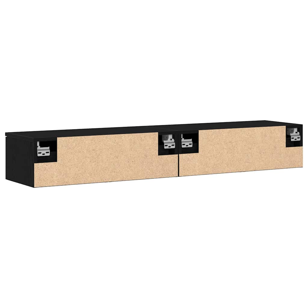 Väggskåp 2 pcs Svart ek 68 x 30 x 20 cm Konstruerat trä