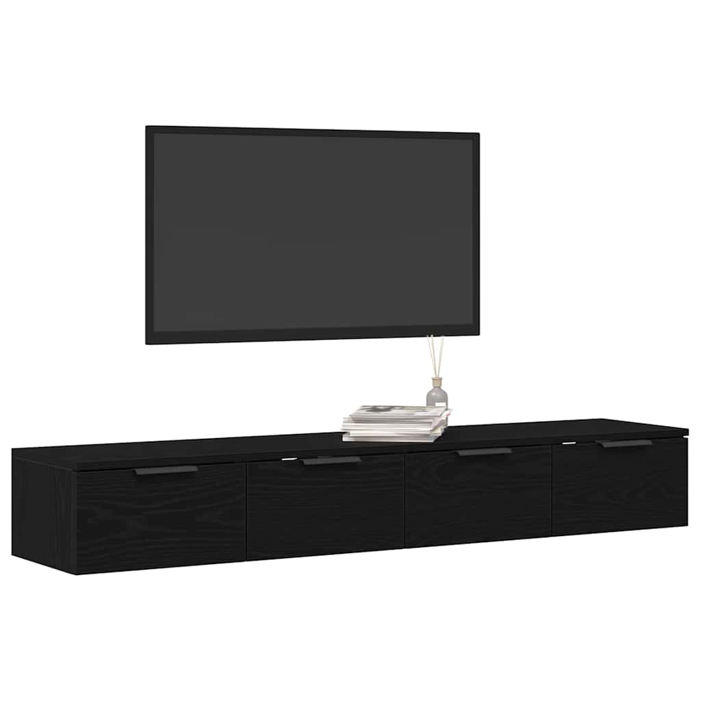 Väggskåp 2 pcs Svart ek 68 x 30 x 20 cm Konstruerat trä