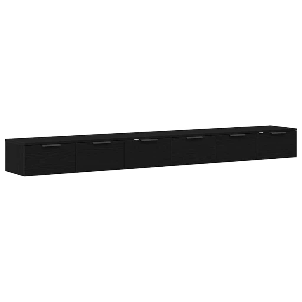 Väggskåp 2 pcs Svart ek 102 x 30 x 20 cm Konstruerat trä