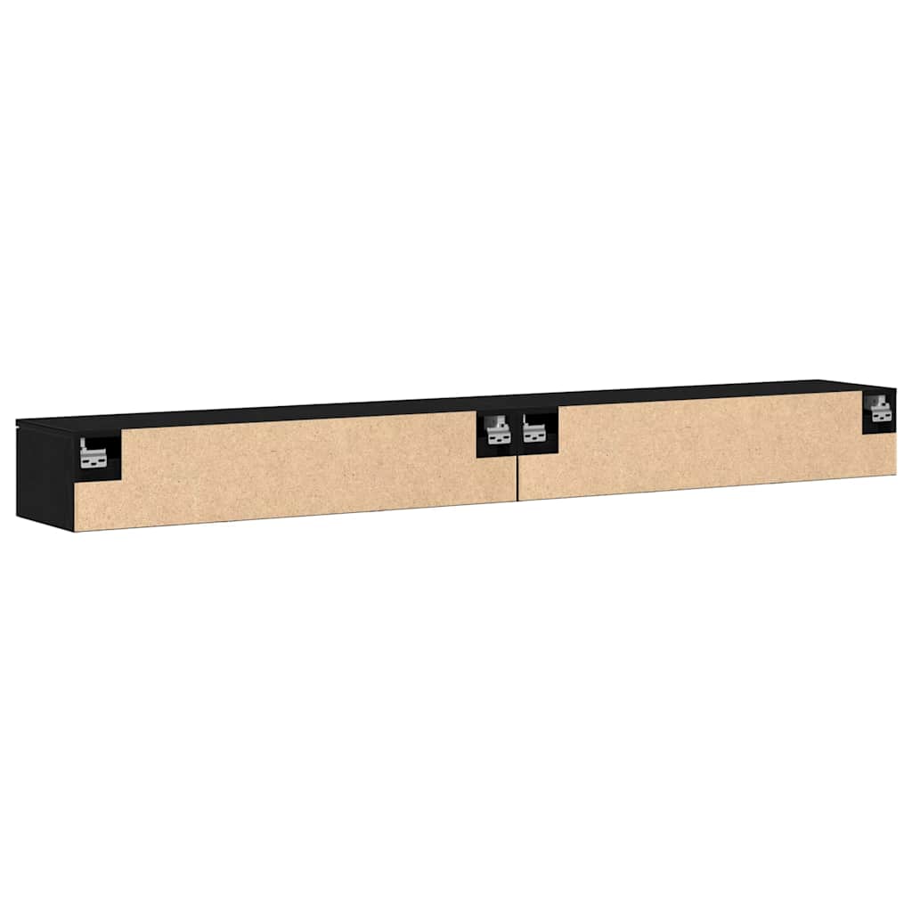 Väggskåp 2 pcs Svart ek 102 x 30 x 20 cm Konstruerat trä