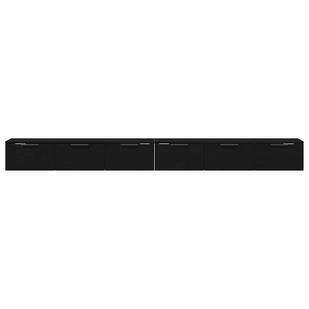 Väggskåp 2 pcs Svart ek 102 x 30 x 20 cm Konstruerat trä