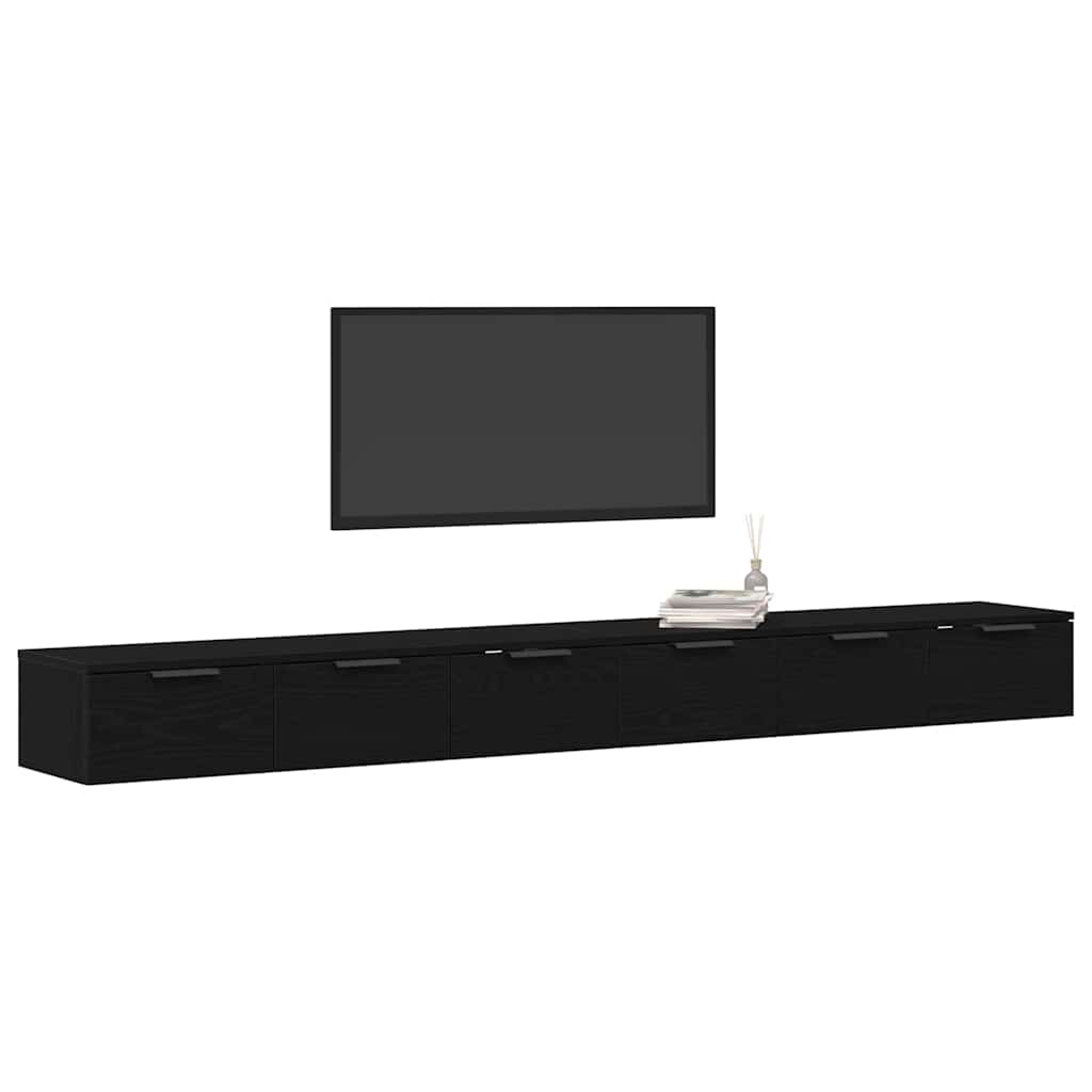 Väggskåp 2 pcs Svart ek 102 x 30 x 20 cm Konstruerat trä