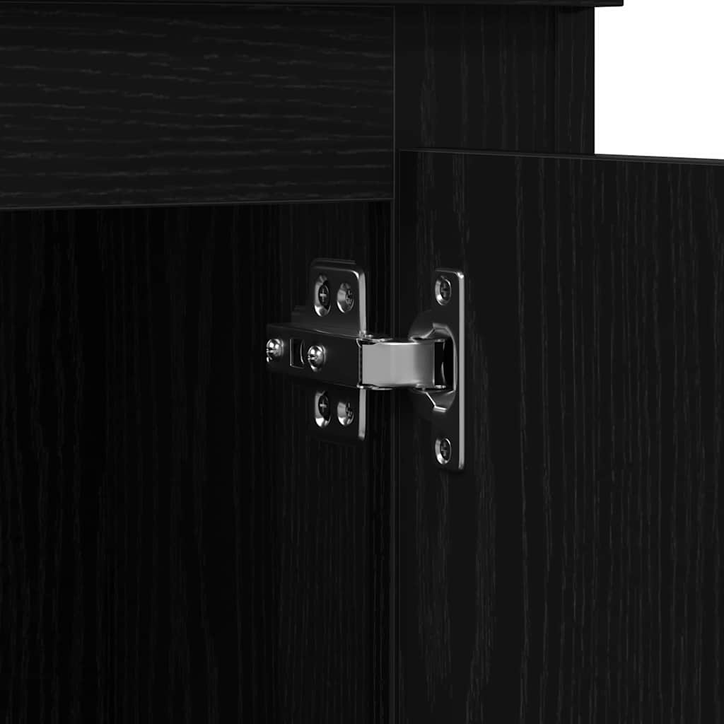 Högskåp med låda Svart Ek Konstruerat trä