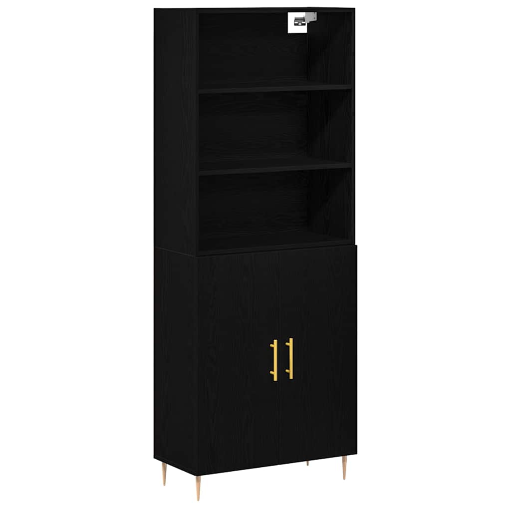 Skåp 2 pcs Svart ek 70 x 34 x 180 cm Konstruerat trä