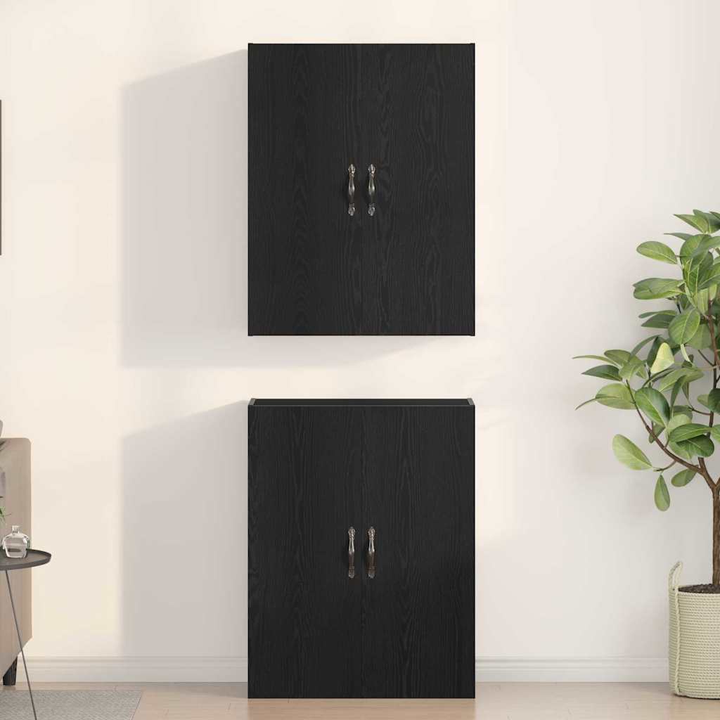 Väggskåp 2 pcs Svart ek 69.5 x 34 x 90 cm Konstruerat trä