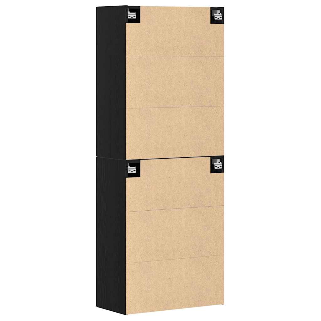 Väggskåp 2 pcs Svart ek 69.5 x 34 x 90 cm Konstruerat trä