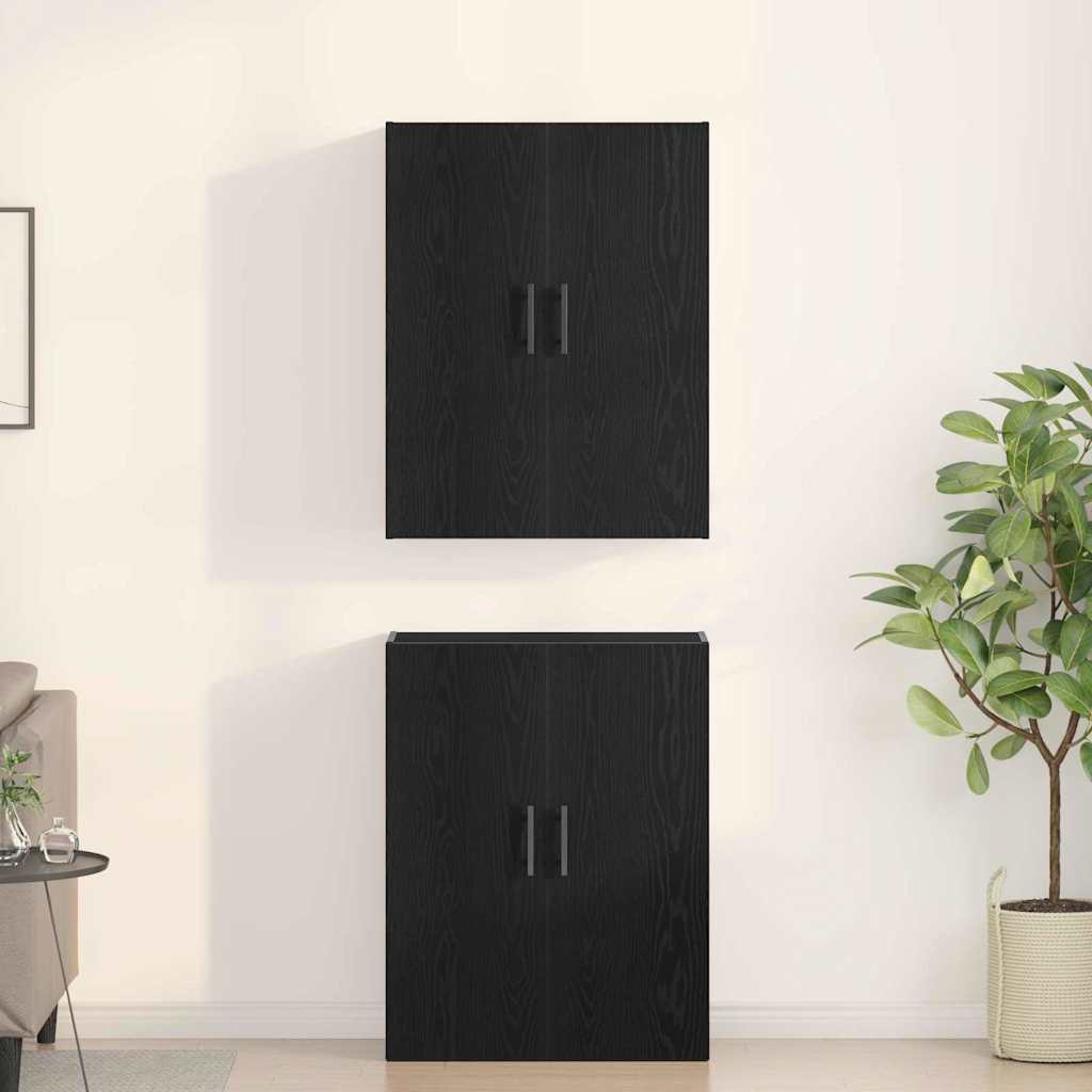 Väggskåp 2 pcs Svart ek 69.5 x 34 x 90 cm Konstruerat trä