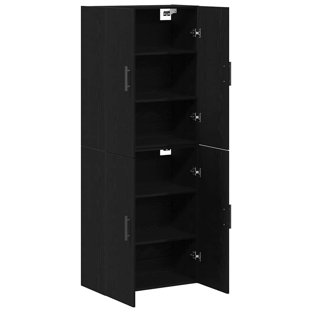 Väggskåp 2 pcs Svart ek 69.5 x 34 x 90 cm Konstruerat trä