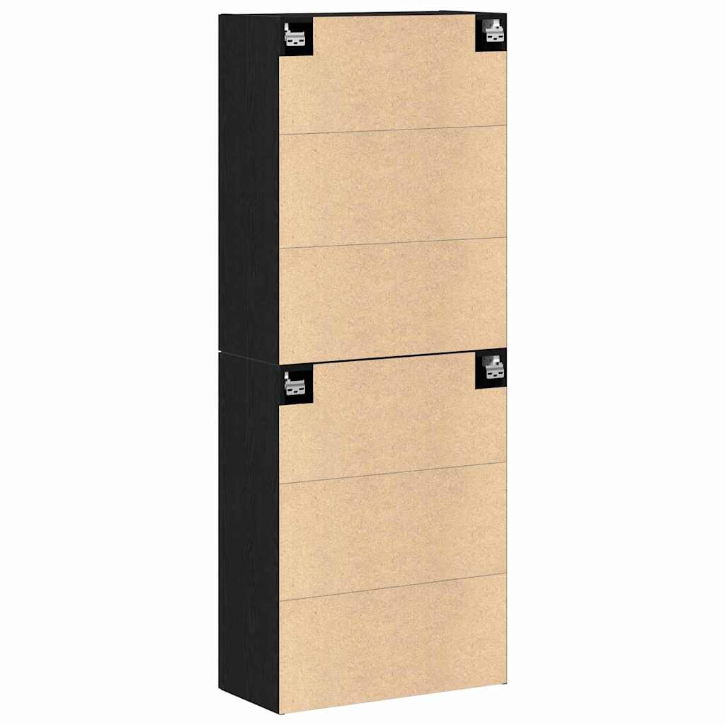 Väggskåp 2 pcs Svart ek 69.5 x 34 x 90 cm Konstruerat trä