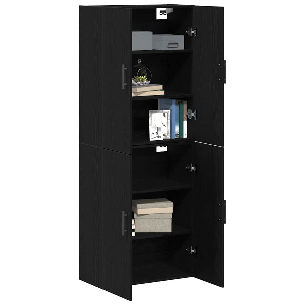 Väggskåp 2 pcs Svart ek 69.5 x 34 x 90 cm Konstruerat trä