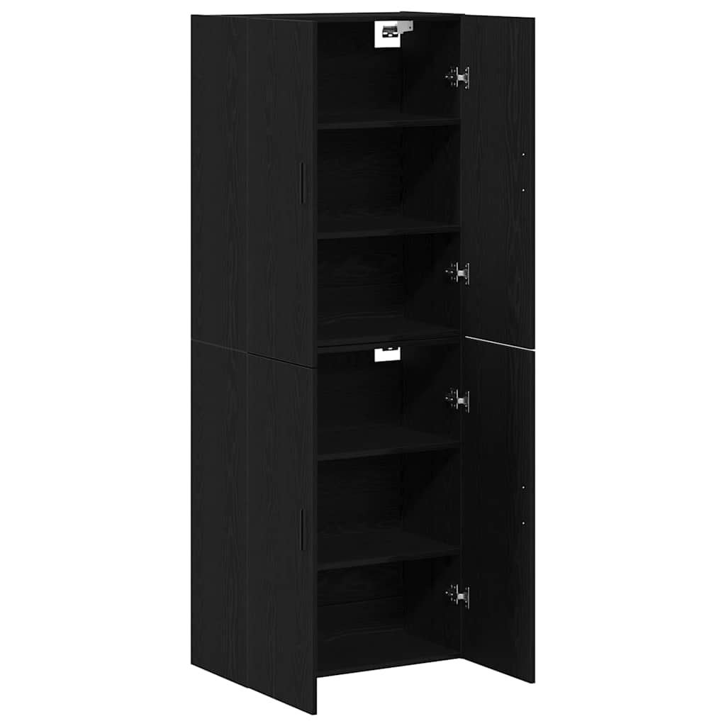 Väggskåp 2 pcs Svart ek 69.5 x 34 x 90 cm Konstruerat trä