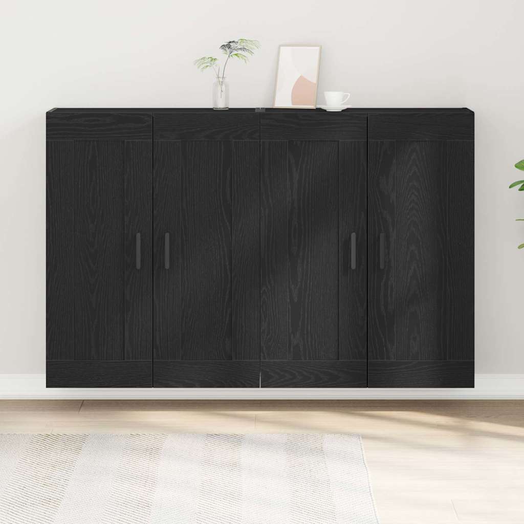 Väggmonterat skåp Väggmonterad 2 pcs Svart ek 160 x 34 x 90 cm