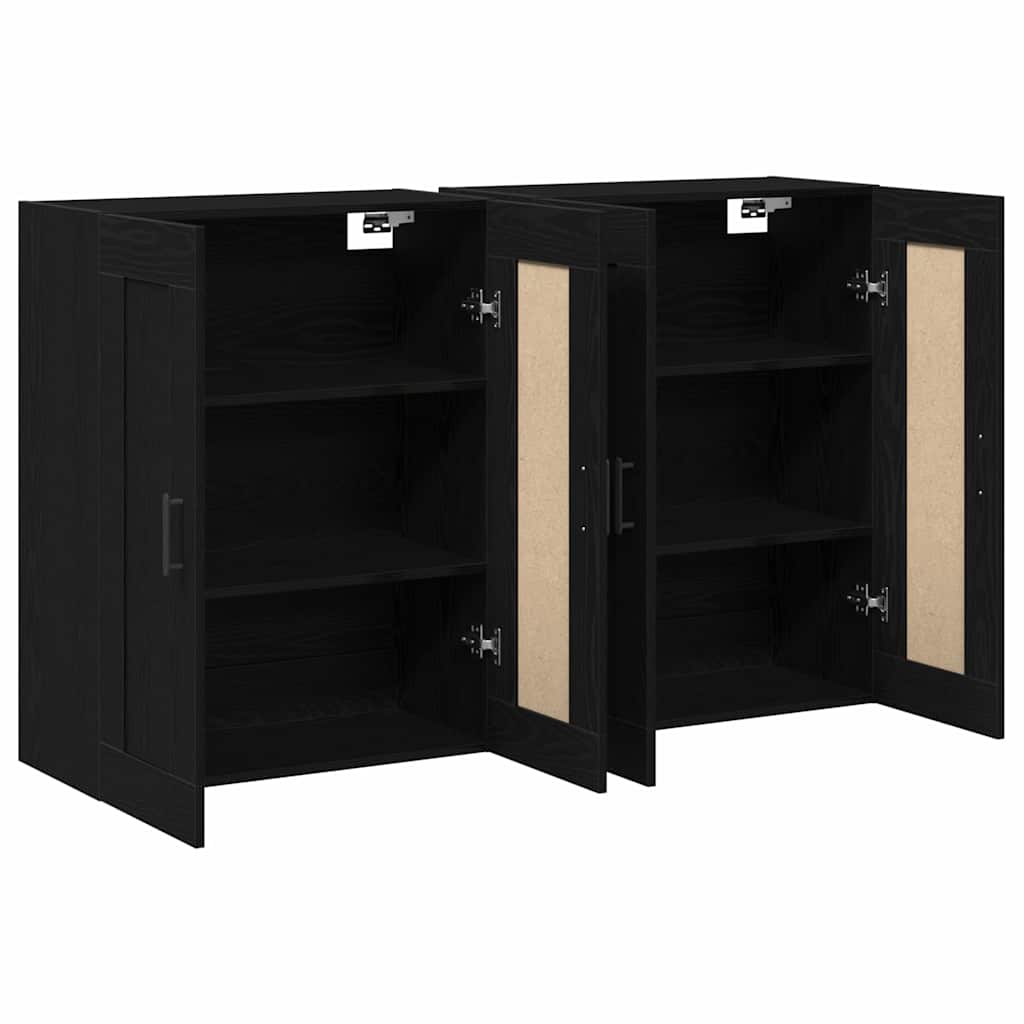 Väggmonterat skåp Väggmonterad 2 pcs Svart ek 160 x 34 x 90 cm