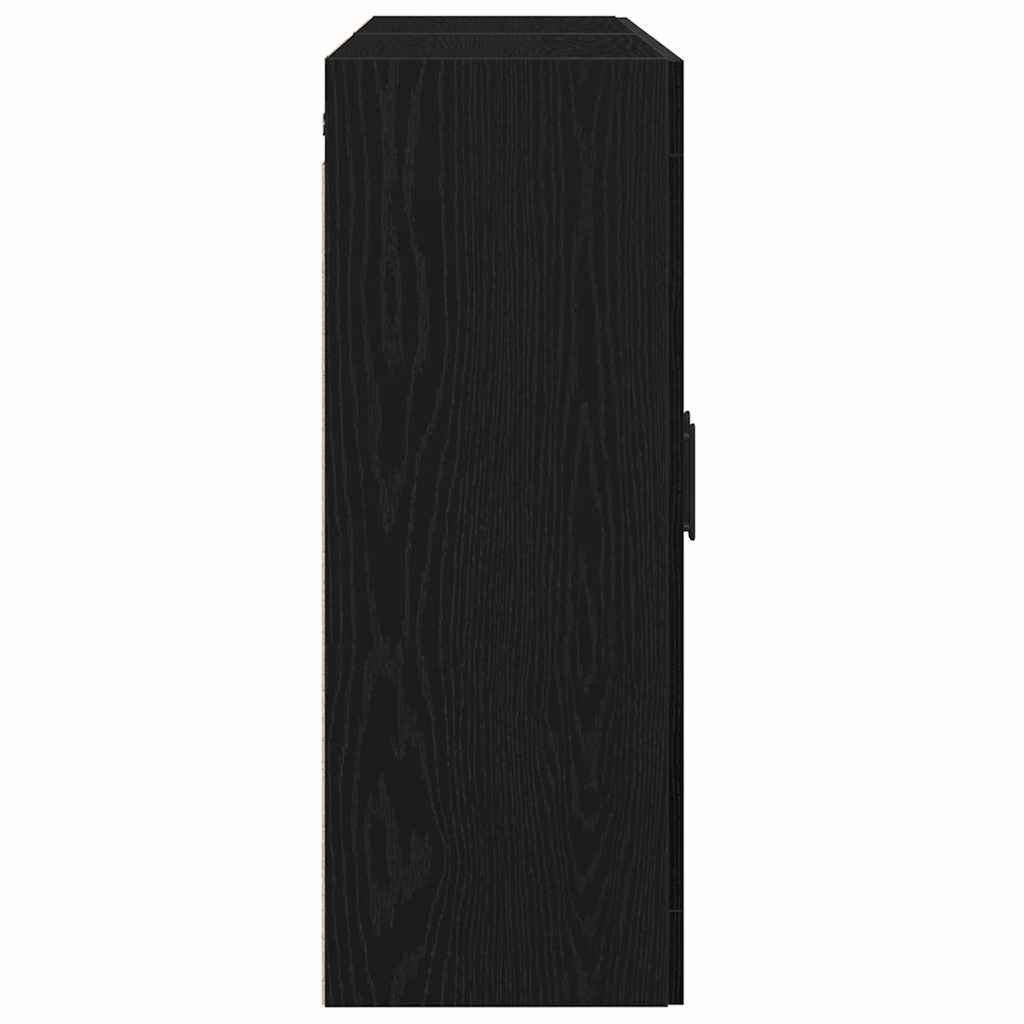 Väggmonterat skåp Väggmonterad 2 pcs Svart ek 160 x 34 x 90 cm