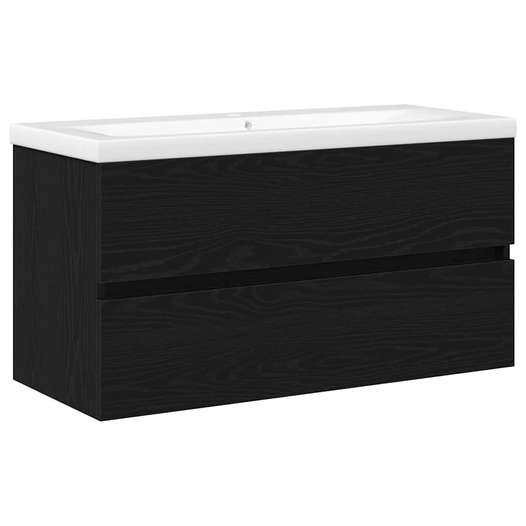 Badrumsunderskåp med dörr Svart Ek 90 x 39 x 62 cm