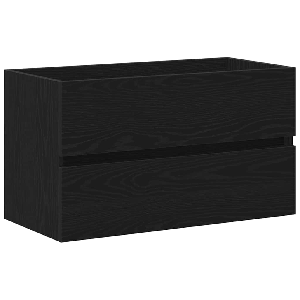 Badrumsunderskåp med dörr Svart Ek 80 x 39 x 62 cm