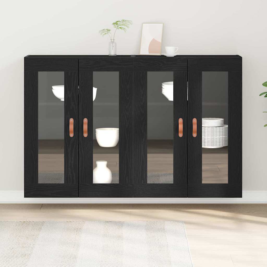 Väggskåp 2 pcs Svart ek 69.5 x 34 x 90 cm Konstruerat trä