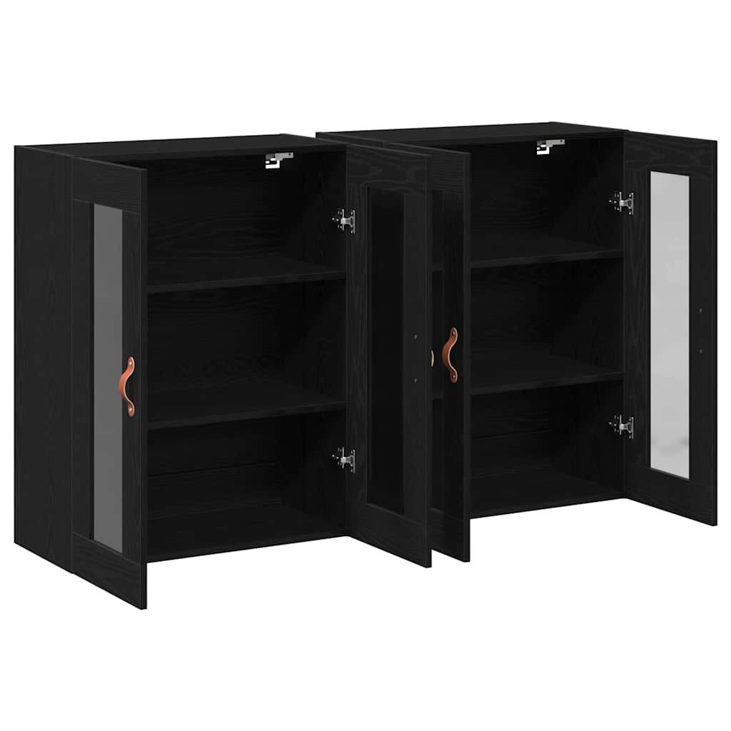 Väggskåp 2 pcs Svart ek 69.5 x 34 x 90 cm Konstruerat trä